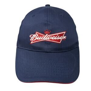 Budweiser Logo Strapback Hat Blue One Size Embroidered Vent Holes